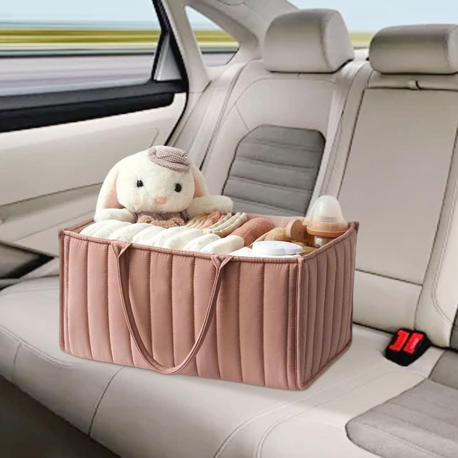Organizer Fasciatoio per Neonati, Organizzatore Portatile per Pannolini Cesto di Stoccaggio, con Scomparti Rimovibili, Cestino Portaoggetti per Neonati, Pieghevole Nursery Storage Borsa Basket