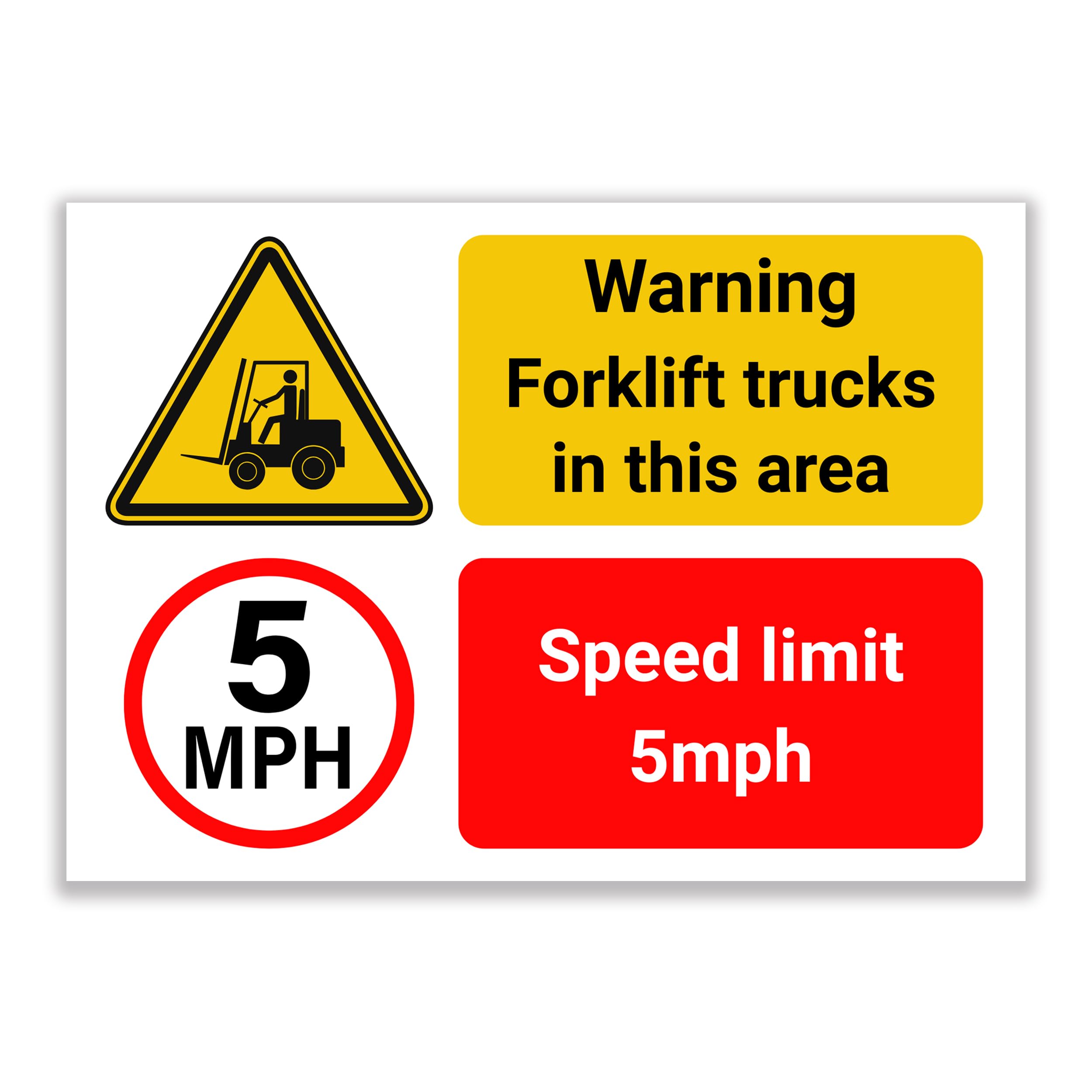 LP Lifestyle Warning Forklift Trucks in This Area Sign – Rust-Free Waterproof & Weatherproof PVC Safety Sign with 5mph Speed Limit for Warehouse & Industrial Use No.320 (A4 (210mm x 297mm) – No Holes)