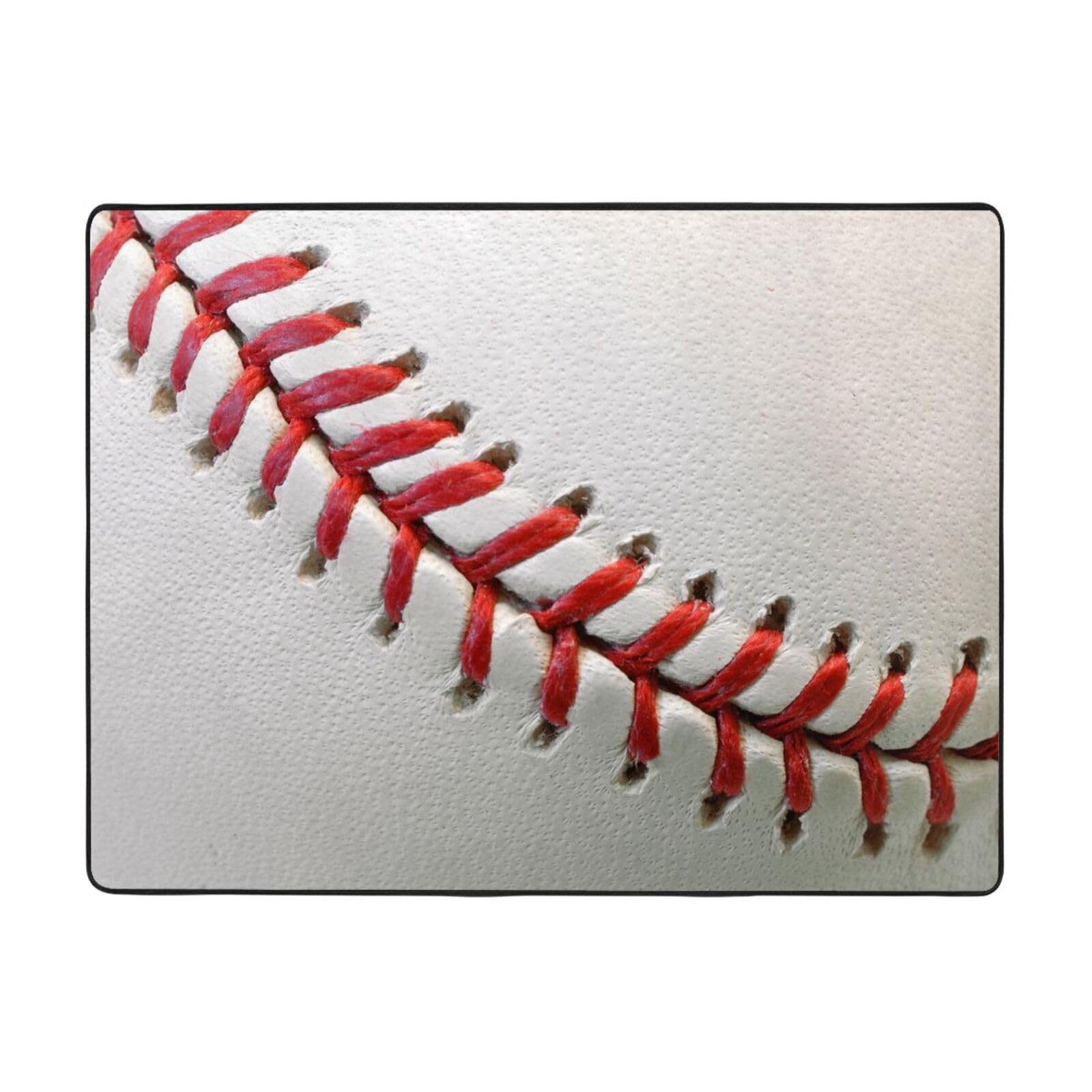 Grand tapis lavable baseball 160x120 cm antidérapant et doux pour la décoration de votre salon
