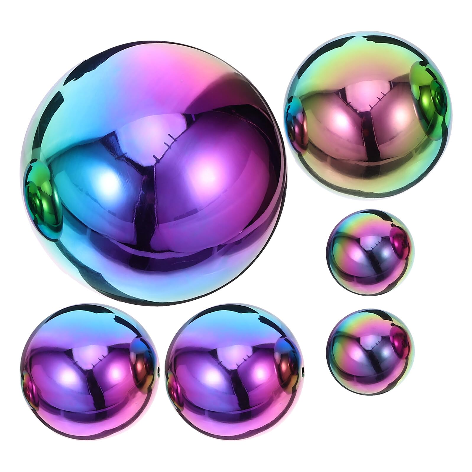 TOYANDONA 6 Pezzi Sfere da Giardino in Acciaio Inossidabile Lucido Sfera Cava Riflettente per Decorazione Esterna e Paesaggio con Effetto Specchio