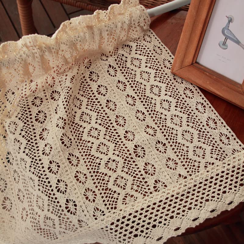Retro Häkel Bistrogardine , Scheibengardinen Bistrogardine Voile Gardinen Boho-Vorhangstufen Stangentasche, Bauernhaus kurze Vorhänge für Raumteiler Küchenvorhänge Stricktürvorhang Küche Vorhang ( Col