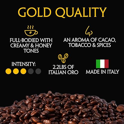 Miniatura 2 de Caffe Mercanti Oro - Granos enteros de café tostado italiano bolsa de 22 libras café Napoli Italiano tostado fresco Oro el impulso perfecto para