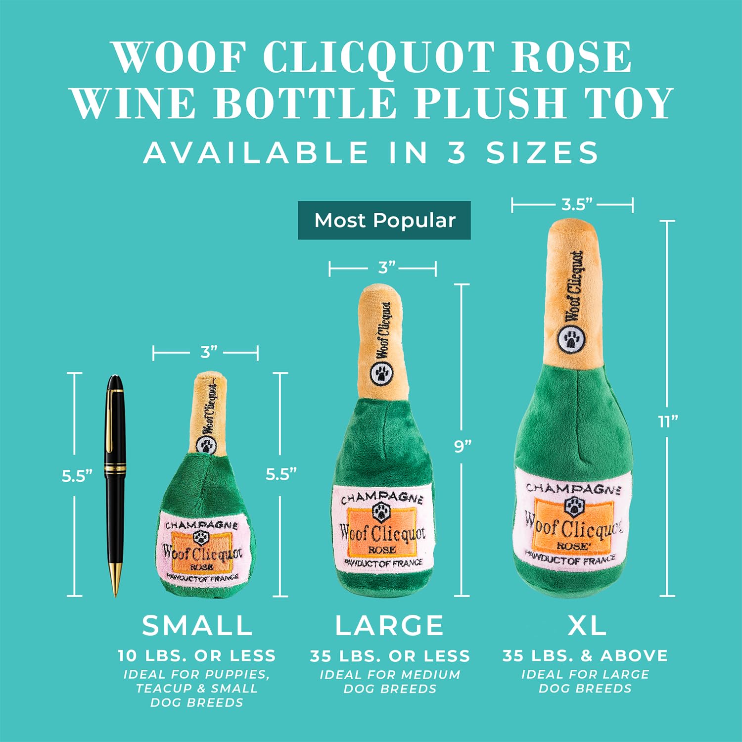 Amazon.com: Haute Diggity Dog Woof Clicquot Rose', Plush Designer Dog Toys  with Interactive Squeaker, Stimulating Pet Enrichment, Machine-Washable &  Safe Materials for All Breeds, Size Large : Pet Supplies
