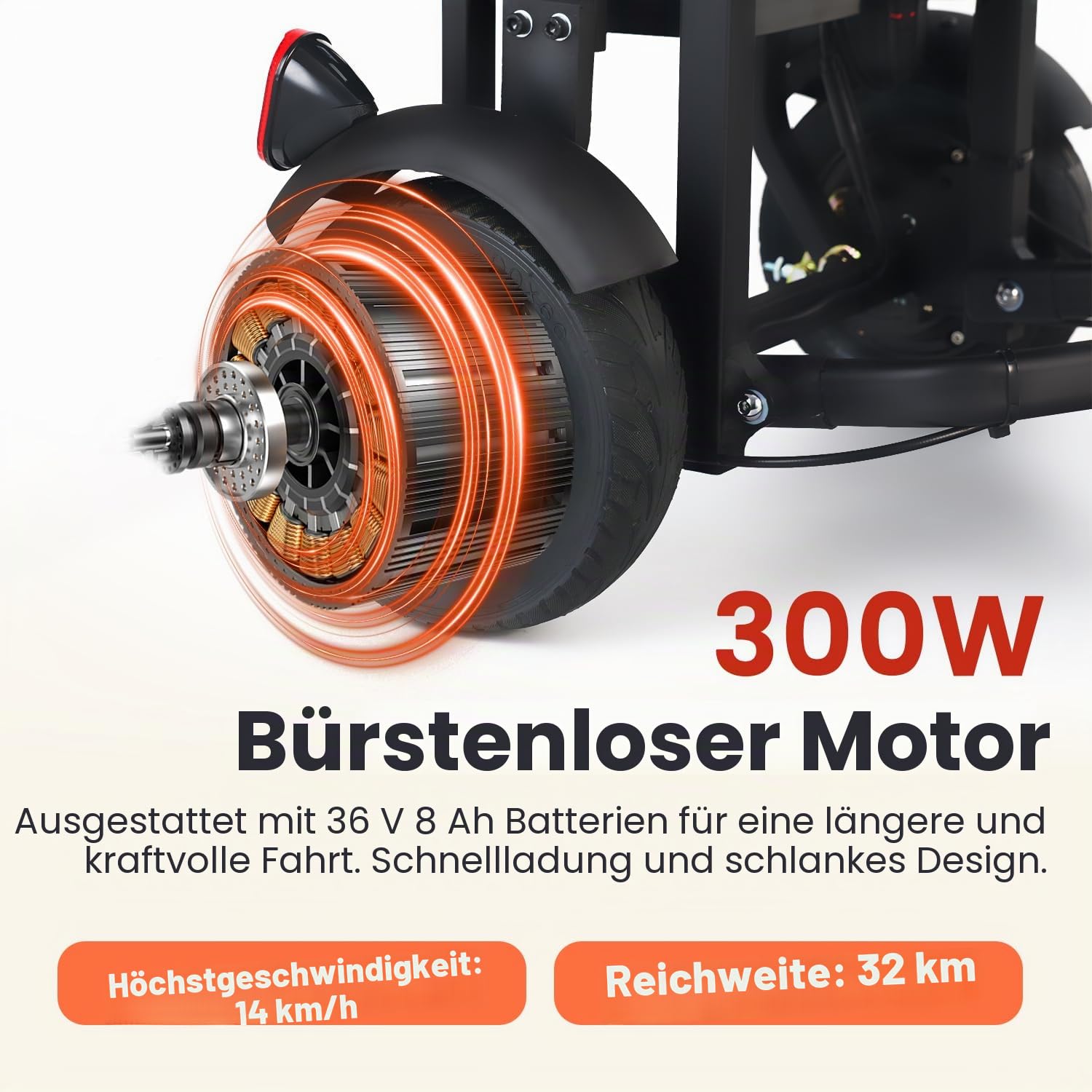 Verbessert Elektromobil für Senioren, 15km/h Elektromobil klappbar, Rollstuhl Elektrisch Faltbar, Reisemobilitätsroller Mit inklusive Rucksack und Staubbeutel, keine Montage erforderlich