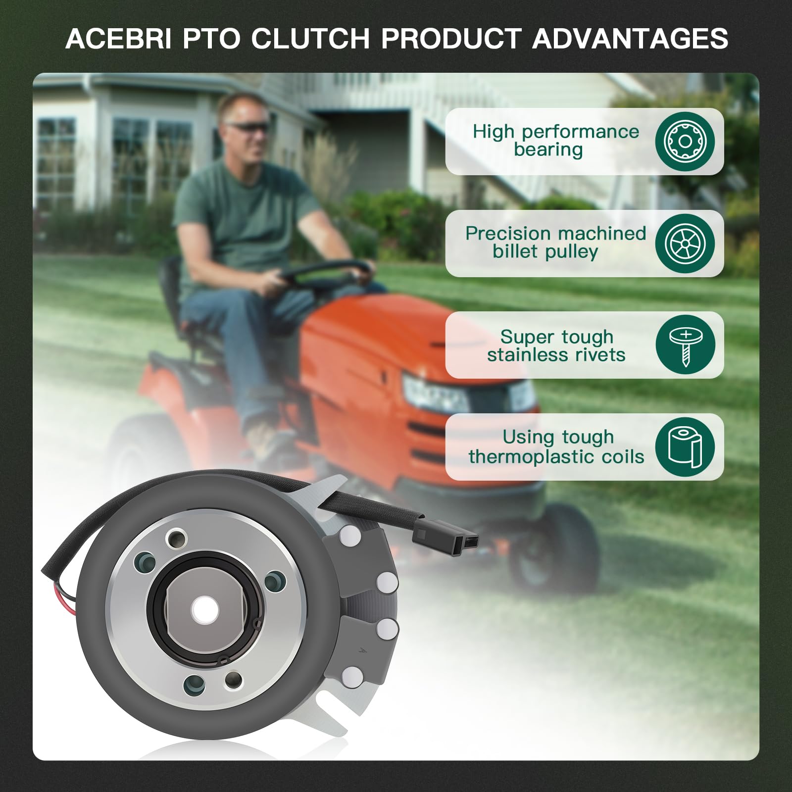 8TEN Electric PTO Clutch For Ariens Gravely 28 32 Inch Rear