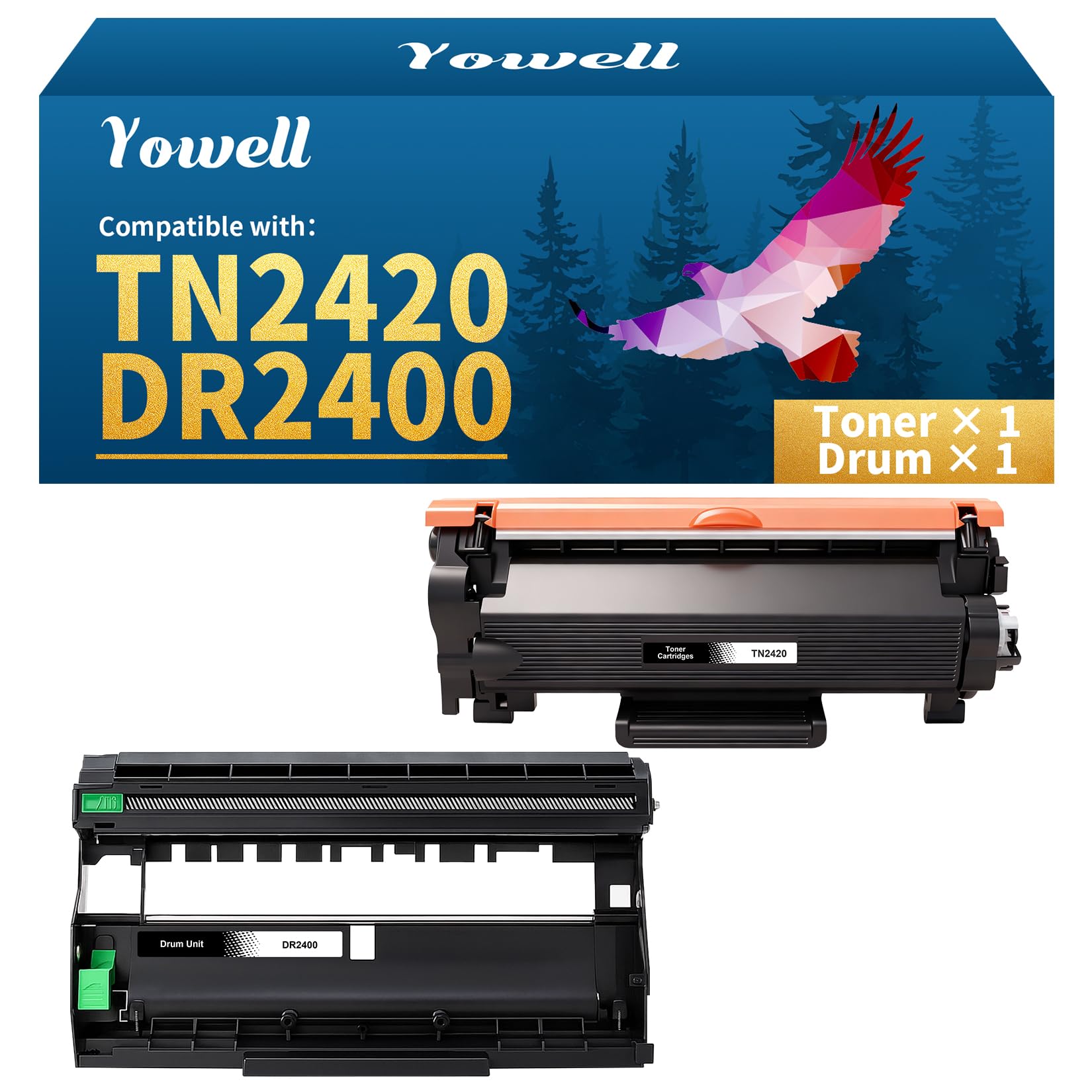 1x TN2420 Toner und 1x DR2400 Trommel Kompatibel für Brother TN2420 Toner | für Brother TN2420 TN2410 Schwarz MFC-L2710DW MFC-L2710DN MFC-L2750DW MFC-L2730DW HL-L2350DW HL-L2310D DCP-L2530DW DCP-L2510D