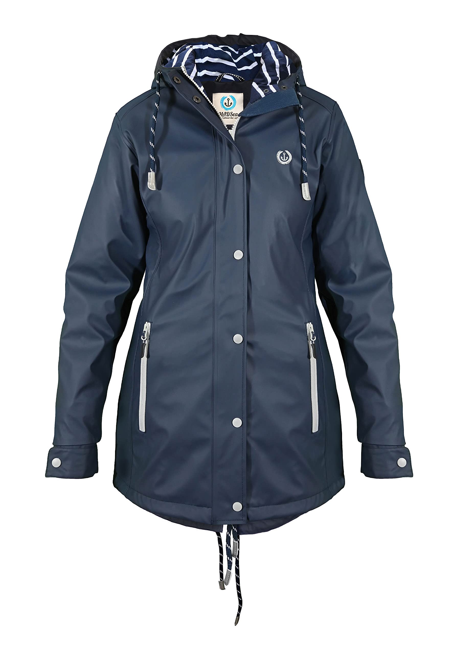 MADSea Friesennerz 620 - Chubasquero para mujer (impermeable, resistente al viento, con forro interior marítimo), color blanco y azul