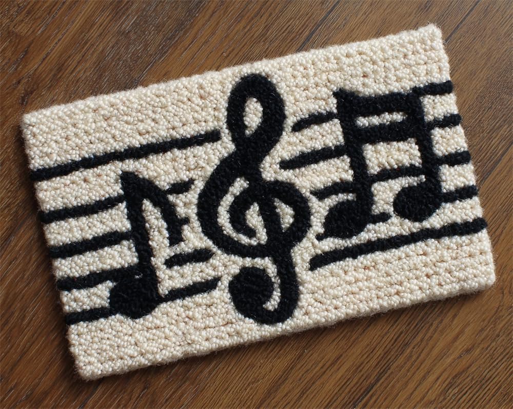 Kitquiver DIY Latch Hook Rug,Musical Note,Crochet Kits Embroidery Kits Home Carpet Rug Making Canvas,Needlework Crafts for Home Decor 23X35In