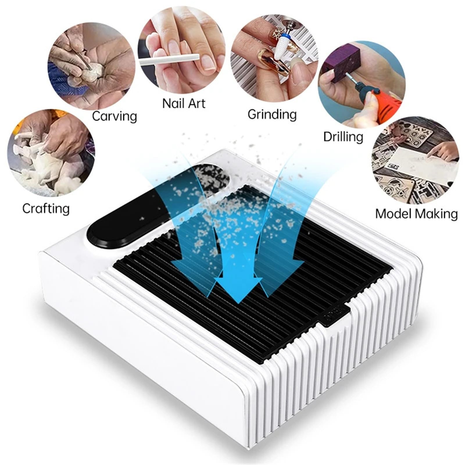Odkurzacz do Paznokci, 80W Mocny odkurzacz do paznokci z filtrem Odkurzacz do paznokci do manicure Wyciąg do paznokci Usuń filtr Sprzęt do paznokci(Wit)