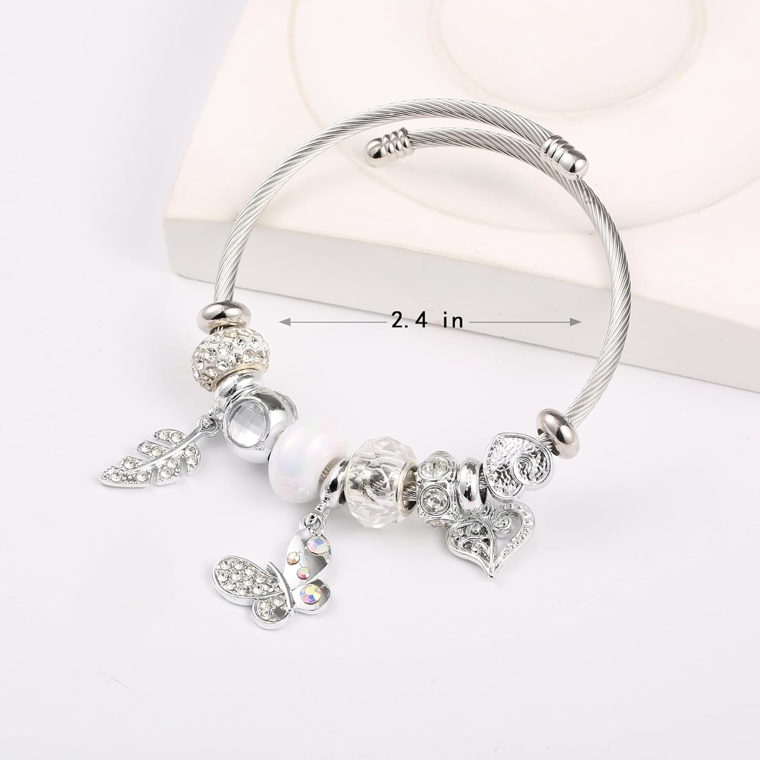 YouLuo Cute Charm Bracelet, Adjustable Stainless Steel Bracelet, Anime Cartoon Accessories Bracelets for Ladies Women Teen Girls Birthday Gift and Friendship - Image 3