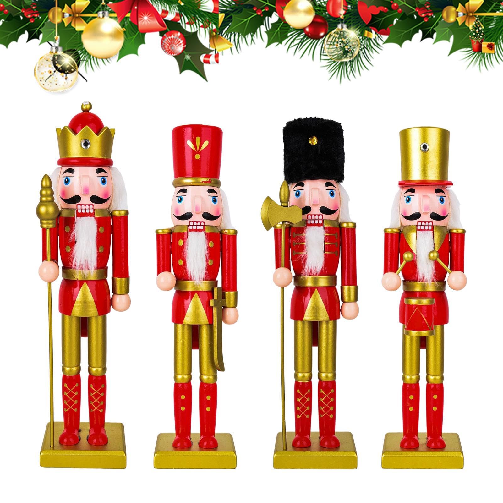 Figuras De Cascanueces Figura De Soldado Cascanueces Navideño De Madera | Centro De Mesa Para Árboles Mostradores Cafeterías Oficinas Puertas Chimeneas Acción De Gracias
