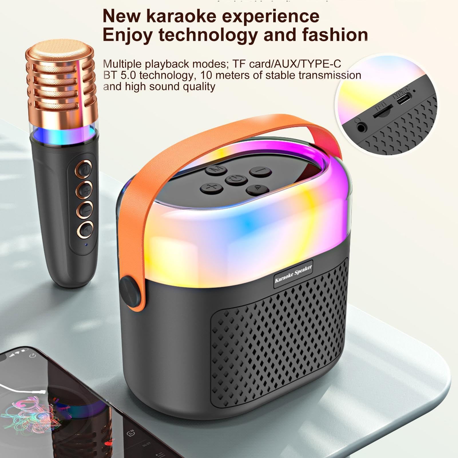 Maszyna do karaoke, 1200 mAh maszyna do karaoke dla dzieci, urocza maszyna do karaoke, ma?e urz?dzenie do karaoke, 2 mikrofony bezprzewodowe, przeno? maszyna do karaoke dla dzieci K i doros?ych