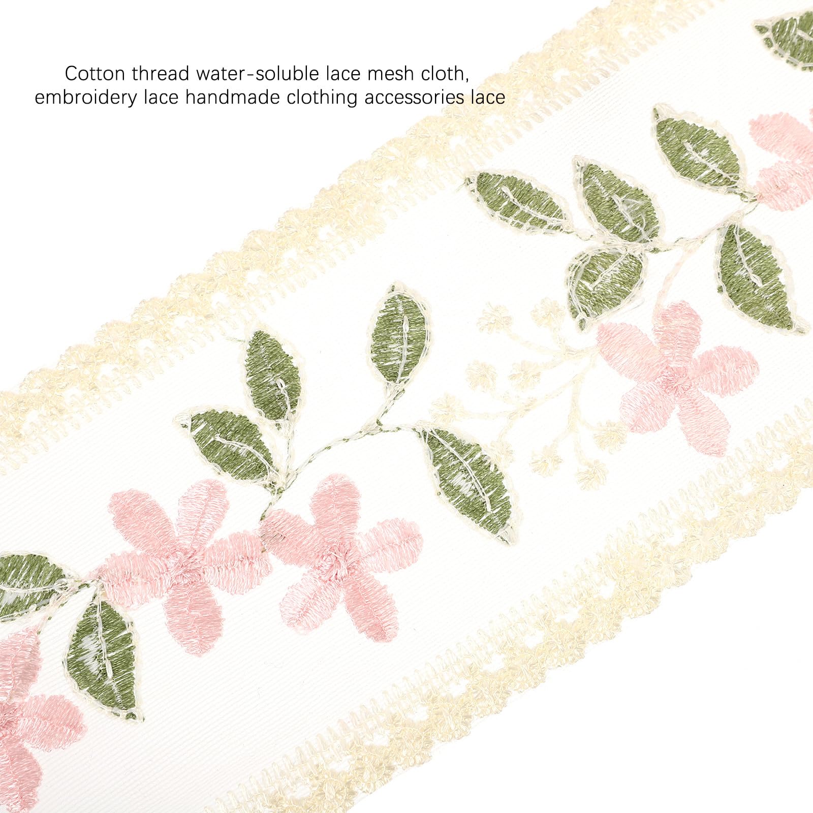 Encaje Bordado Floral Adorno para Costura 15 Yardas de Algodón | Ribete para Prendas y Manteles, Uso en Manualidades y Fiestas, Patrón de Flores