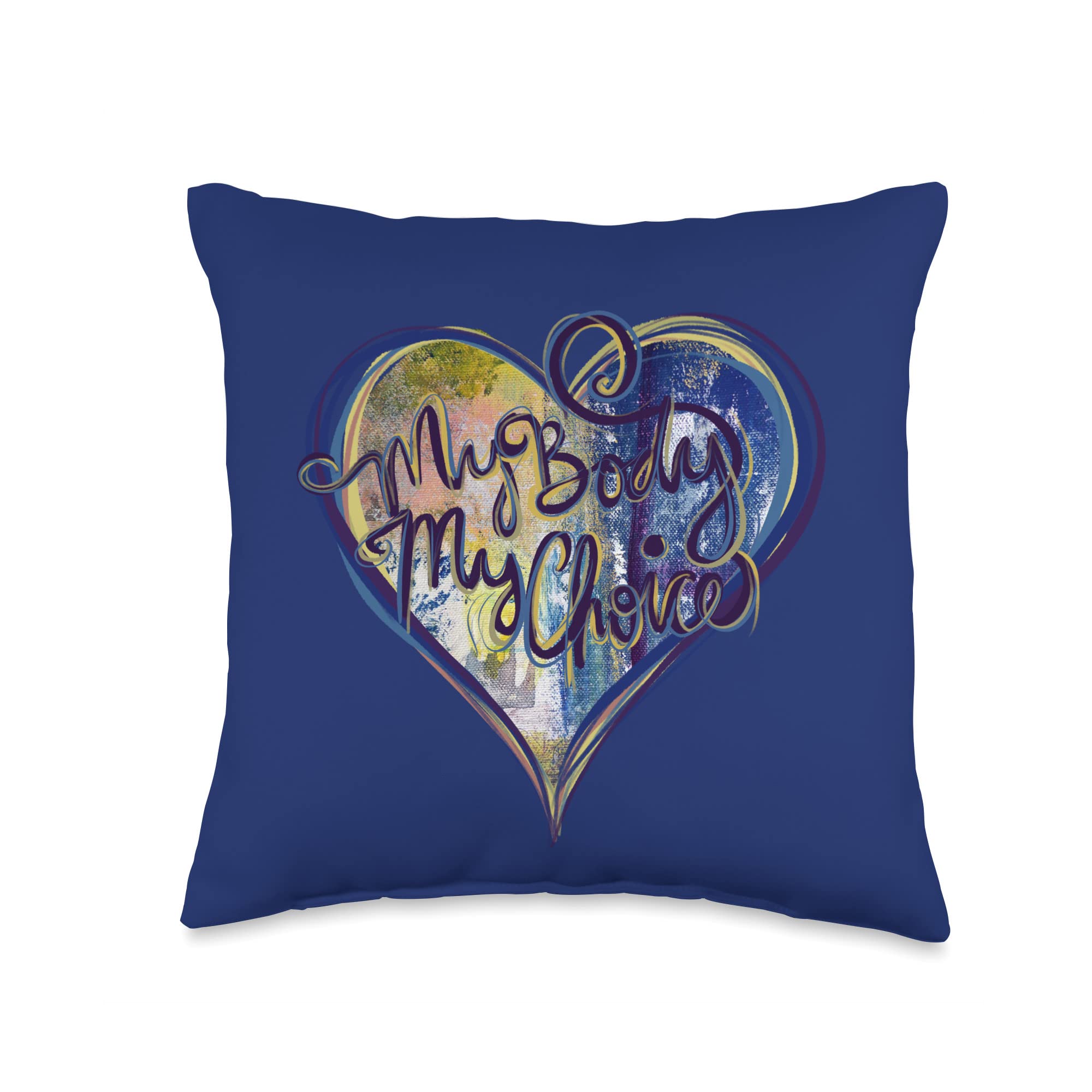 Feminist Bubb My Body pro-Choice Feminist Heart Design Abstract Throw Pillow, 16x16, Multicolor