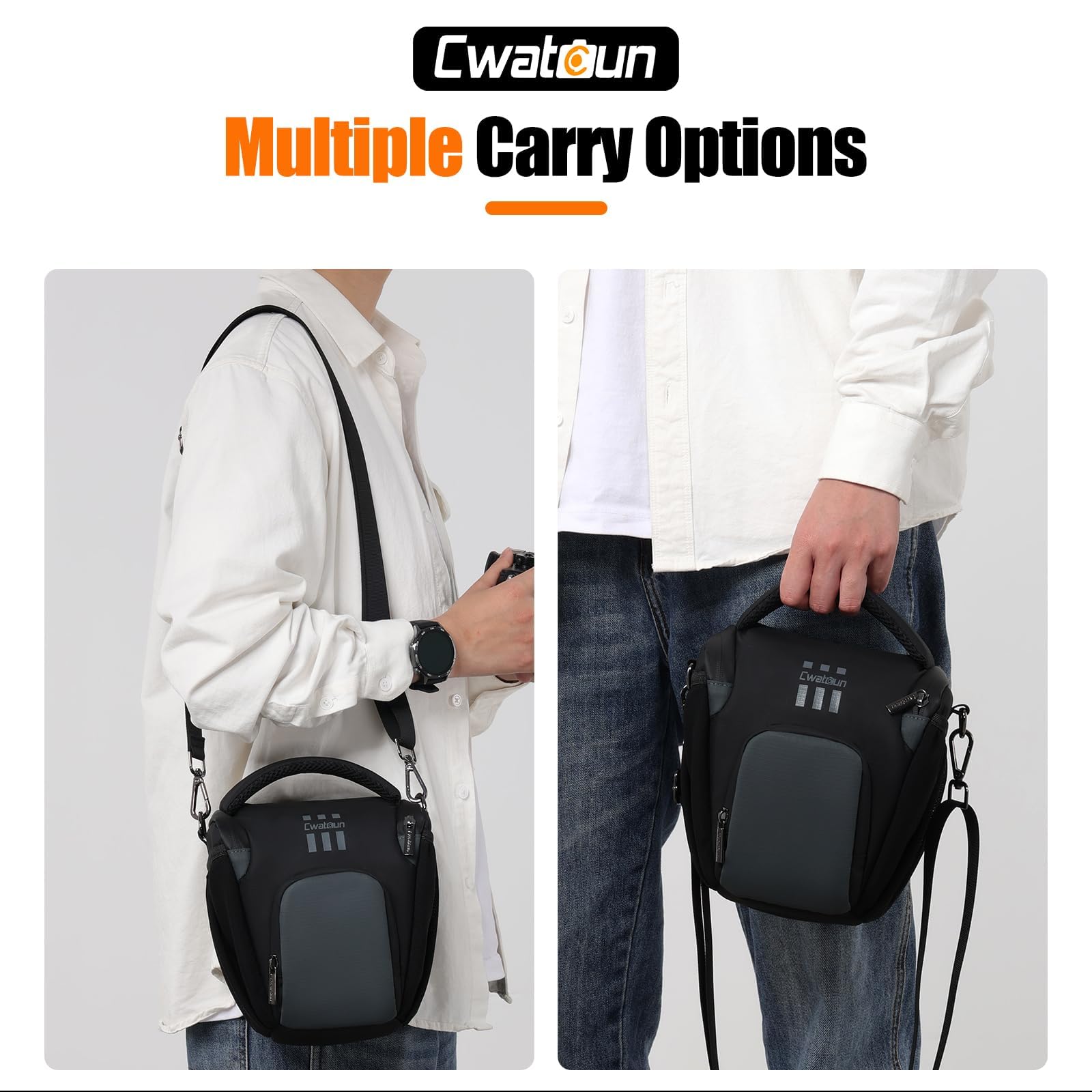 Cwatcun Kameratasche, SLR Schultertasche Tasche, Schultertasche für DSLR-Kameras für Canon/Nikon/Sony, mit schnell zugänglichem, gepolstertem Fach, leichte, Schwarze Digitalkameratasche (S)