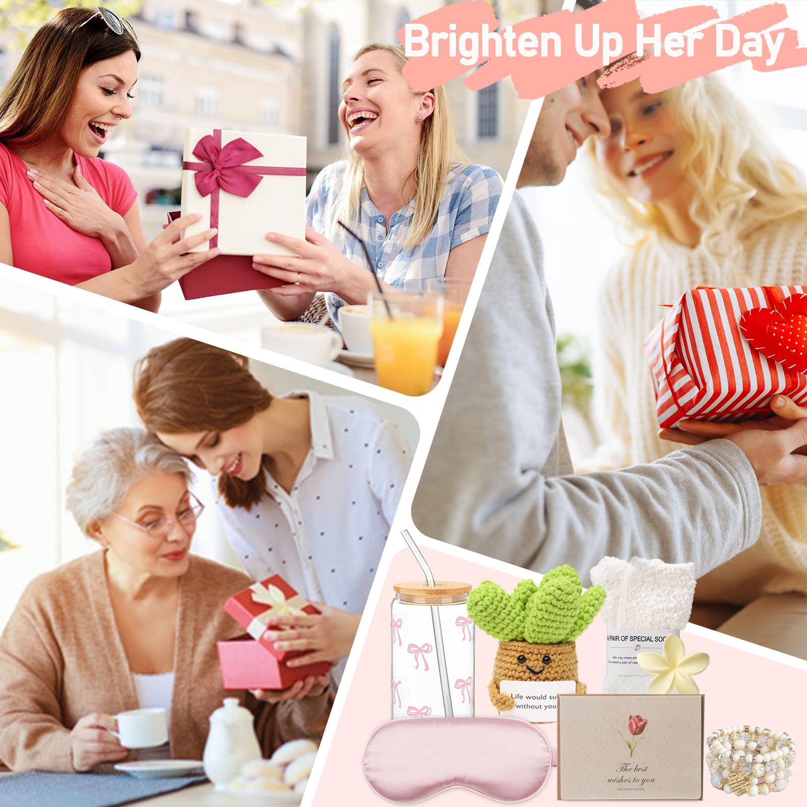 Cesti regalo da donna – 7 pezzi Get Well Soon Care Package con incoraggiamento succulente – Regalo di compleanno per migliore amica, regalo di compleanno per mamma, lei, moglie, sorella