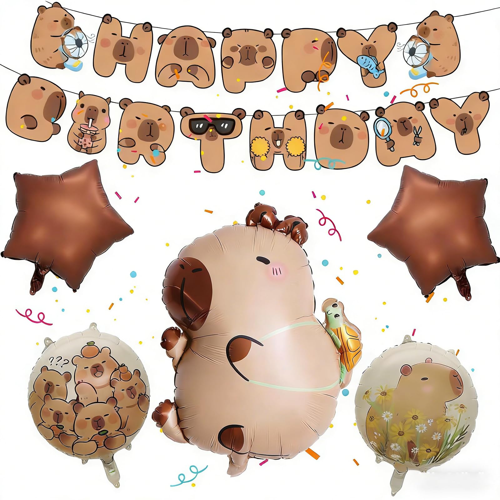 7 Pcs Capybara Birthday Decorations, Capybara Balloons, Capybara Birthday for Anniversary, Capybara Party Decorations with Banners and Balloons