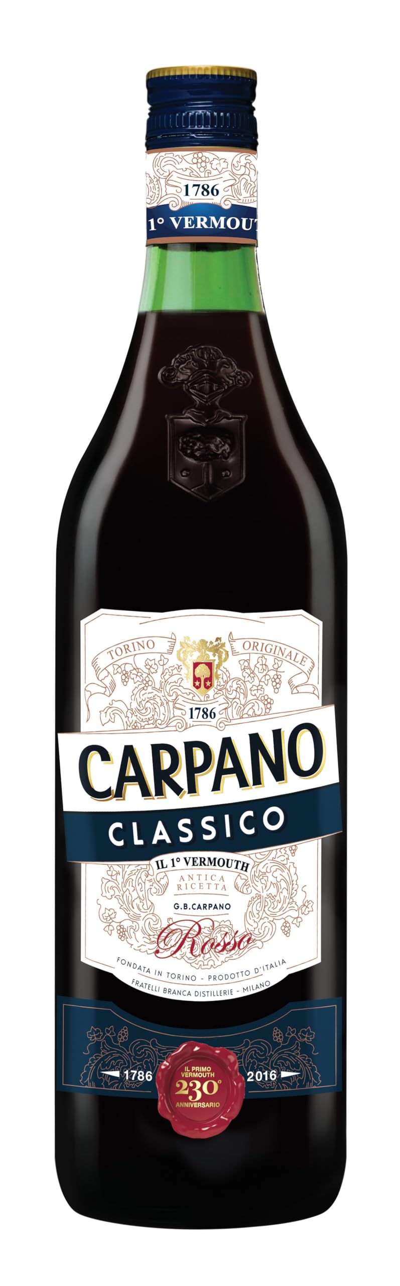 Carpano Classico Vermouth 16% vol. (1 x 0,75l) | Roter Wermut aus Italien | Perfekt auf Eis oder in Cocktails