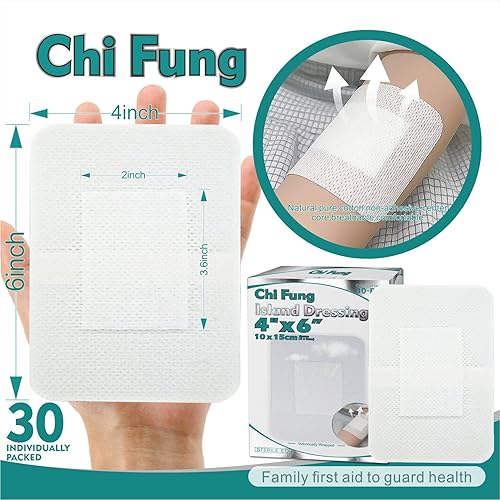 Miniatura 3 de Apósito para isla con borde adhesivo, almohadilla de gasa suave y altamente absorbente para el cuidado de heridas, protección de grado médico (4 x 6