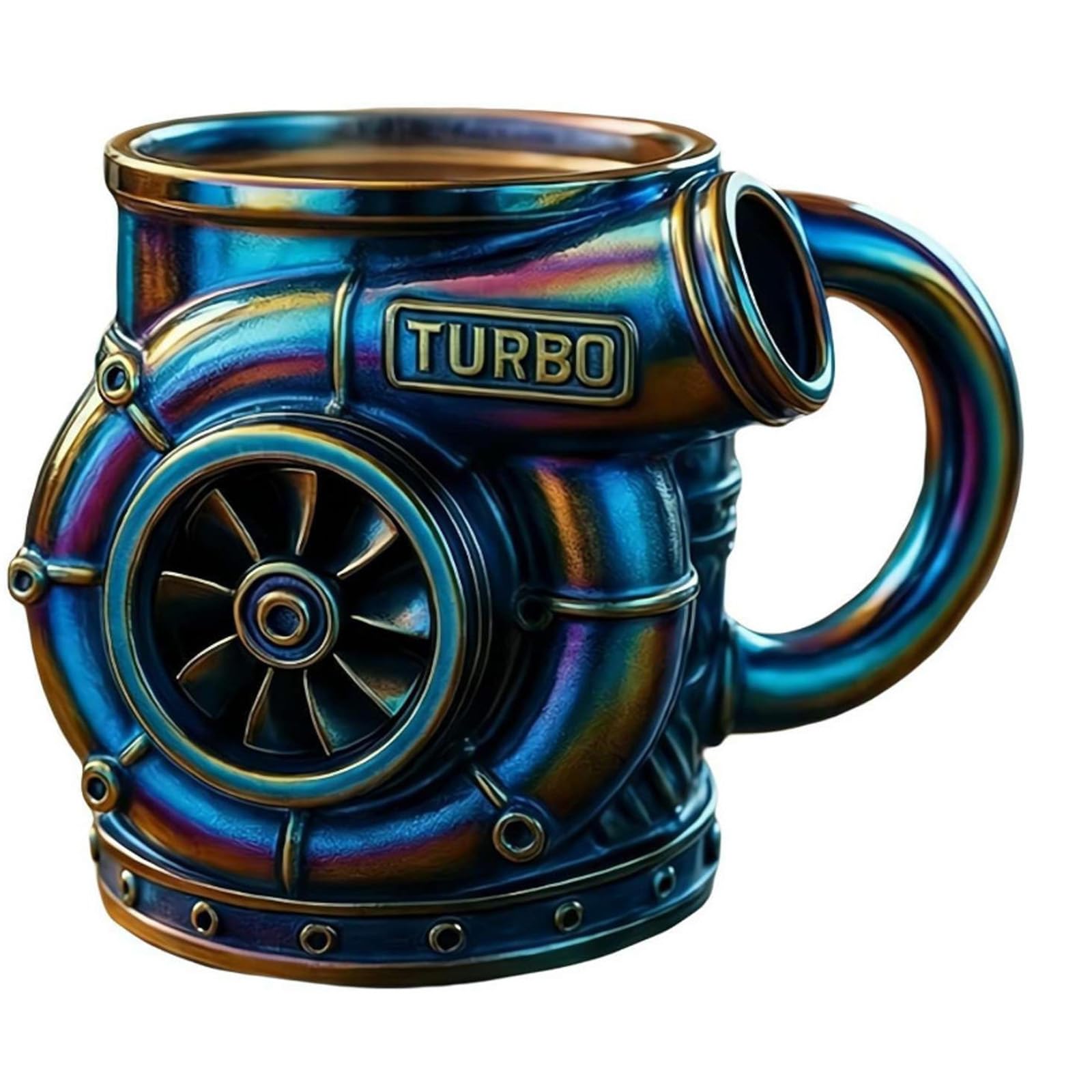 XAGMODSHN Innovative Engine Themed Mug with Turbocharger Look Mechanical Stainless Steel Coffee Cup for Hot Beverages and Decors Car Enthusiasts Coffee Cup