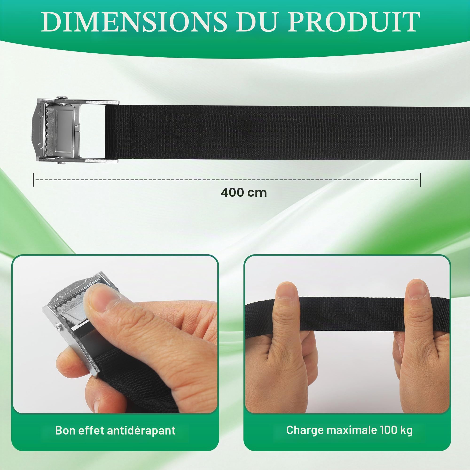 10 PCS 4m Sangle d'Arrimage,Sangle de Serrage,Noir,Sangle Porte Velo avec Boucle de Fermeture,adapté aux camionnettes,pour la Fixation de Motos/fourgonnettes/Porte-vélos/Bagages