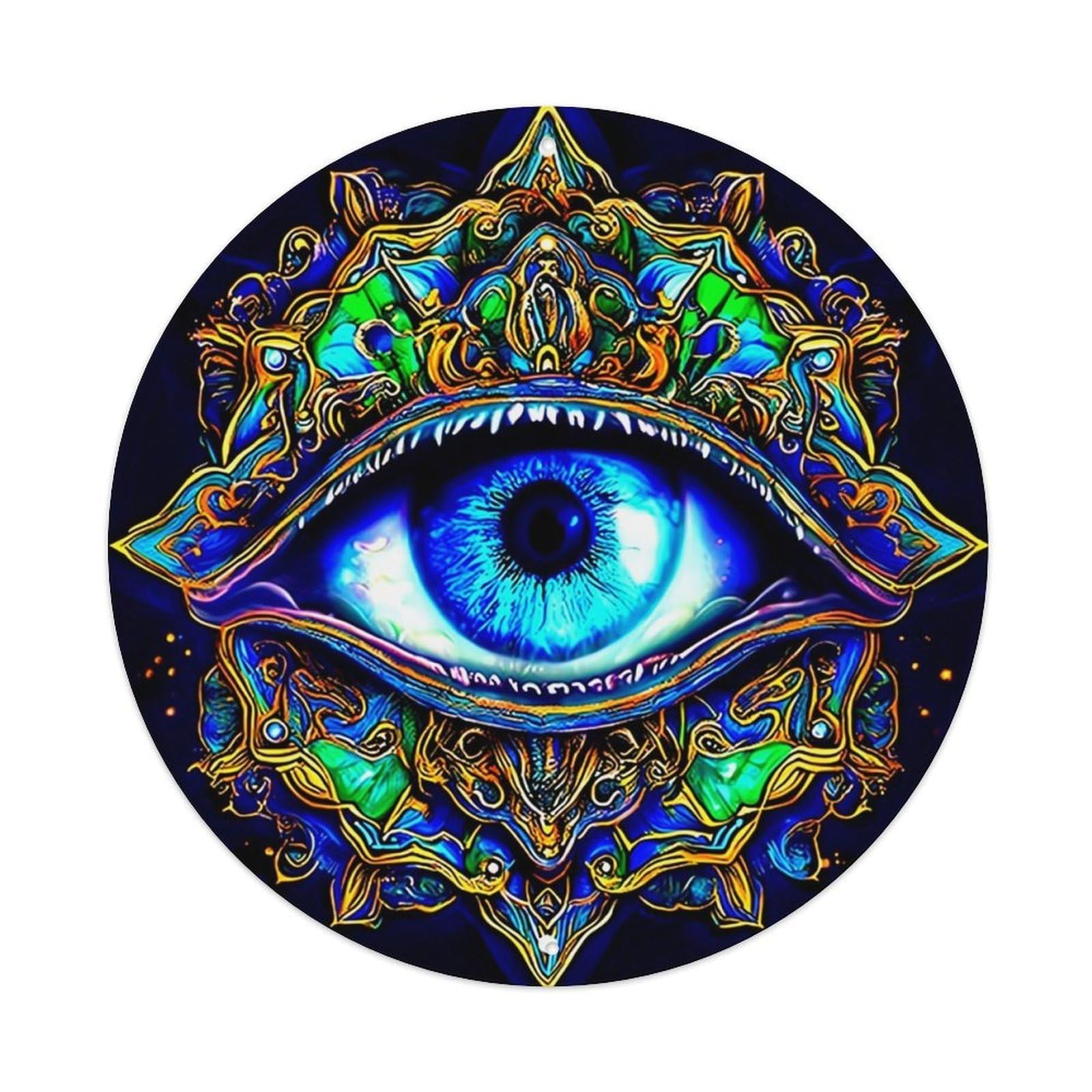 Psychedelic Eye Mandala Art Print_1 Retro Metal Tin Sign, Vintage Metal Poster for home, Gaming Room, Studio Workshop,Bar,Garage Wall Art Decor 8x8 inch