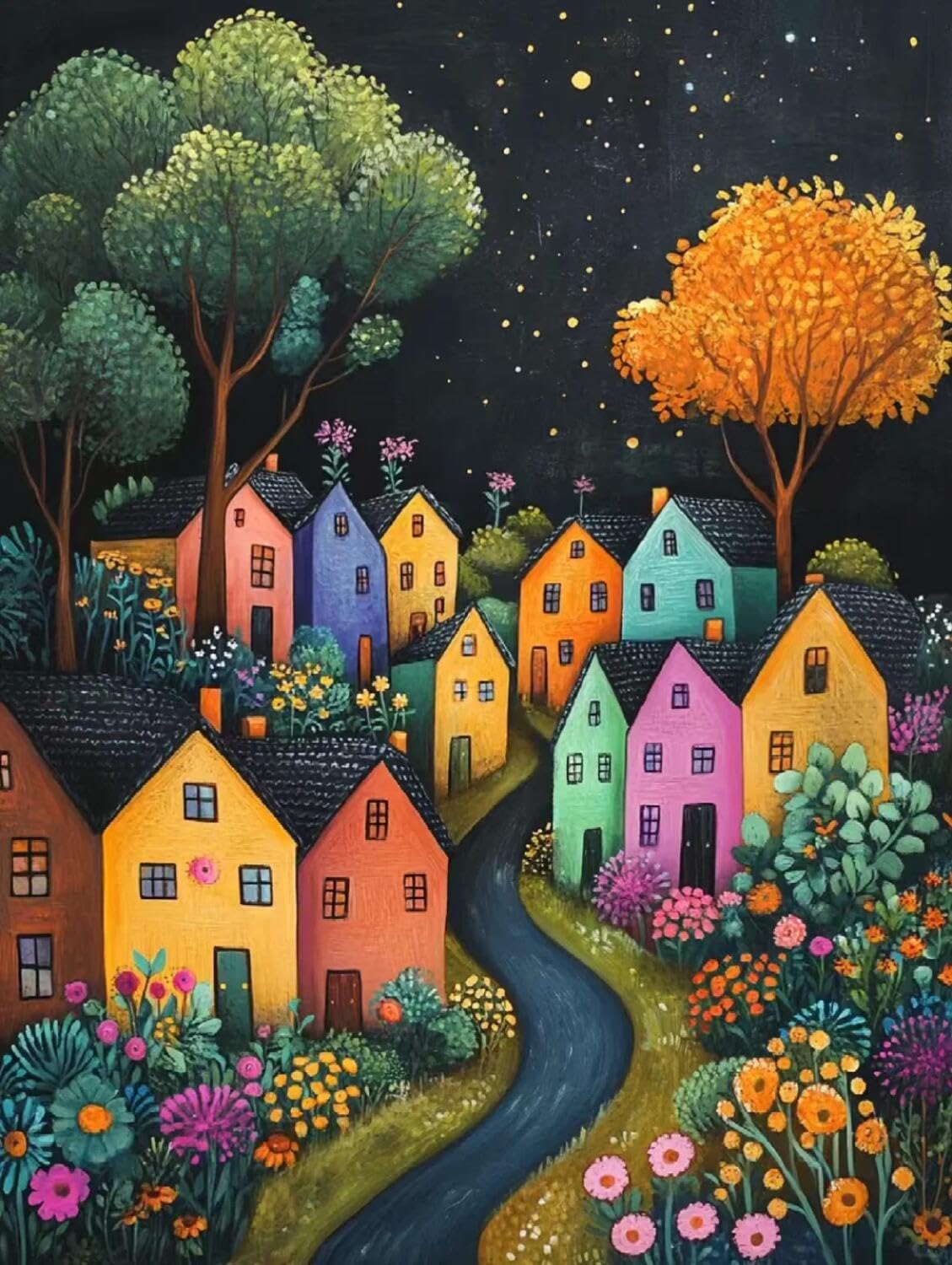 Rqwybcaxn X Seed Bead Embroidery Kits Fantasy Town 40X50cm