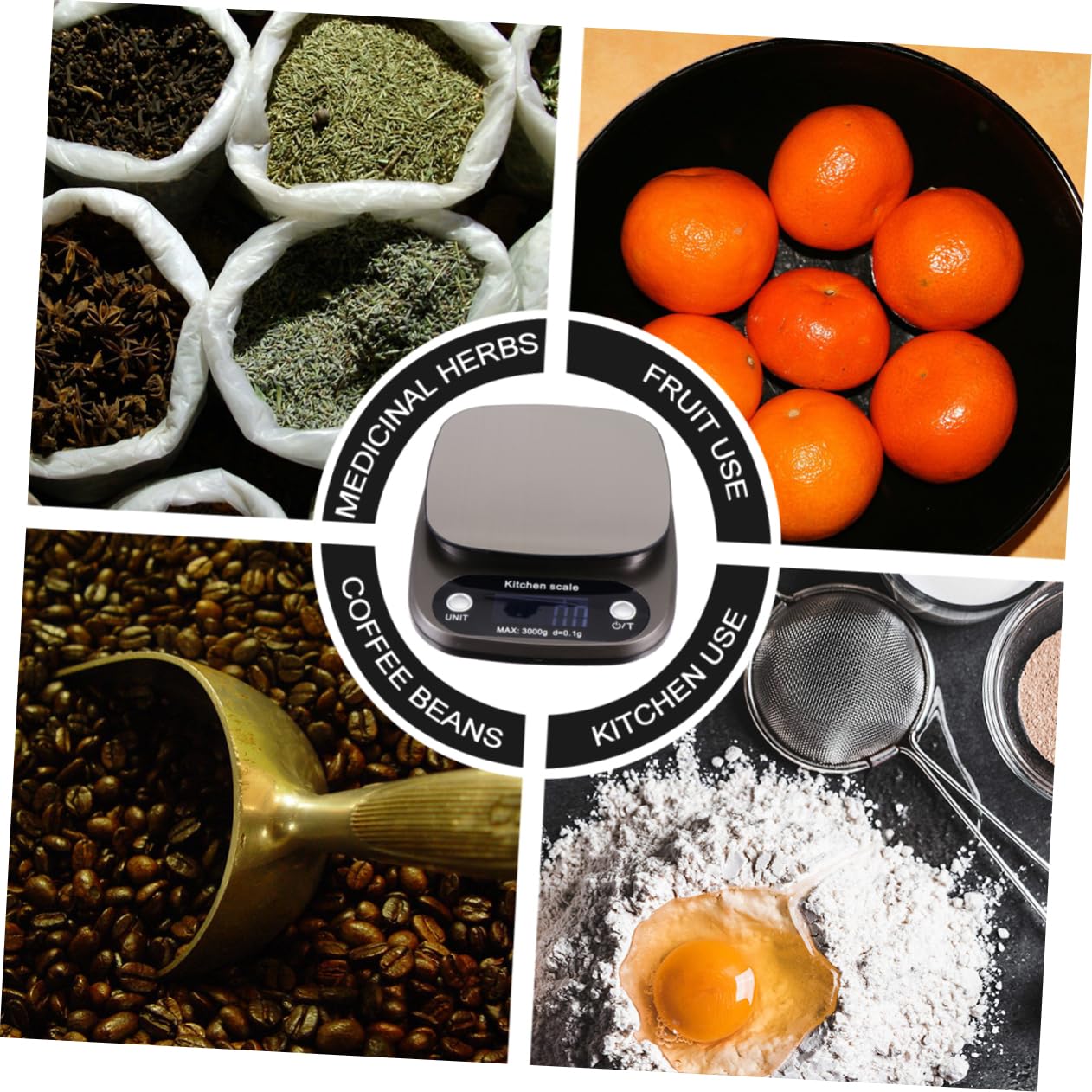 ABOOFAN Digitale Küchenwaage aus Edelstahl 3kg/0,1g Präzise Lcd Anzeige Wiederaufladbar Tragbar für Küchen und Schmuckgebrauch
