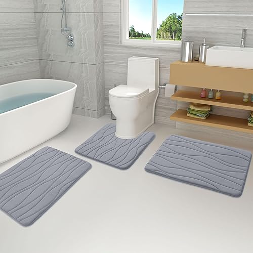 Miniatura 74 de Buganda - Alfombra de baño de espuma viscoelástica 24x16, tapetes de baño extra suaves y absorbentes, antideslizantes y lavables a máquina para el