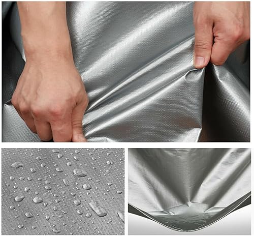 Miniatura 4 de Lonas de 8 x 20 pies resistentes al agua, lona de polietileno plateado de 0.394 in, resistente a los rayos UV, lona a prueba de rasgaduras y