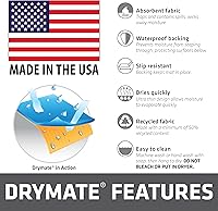 Vista 5 de Drymate Mantel individual con cuenco para gatos, tapete de alimentación de alimentos para mascotas, tela absorbente, parte trasera impermeable