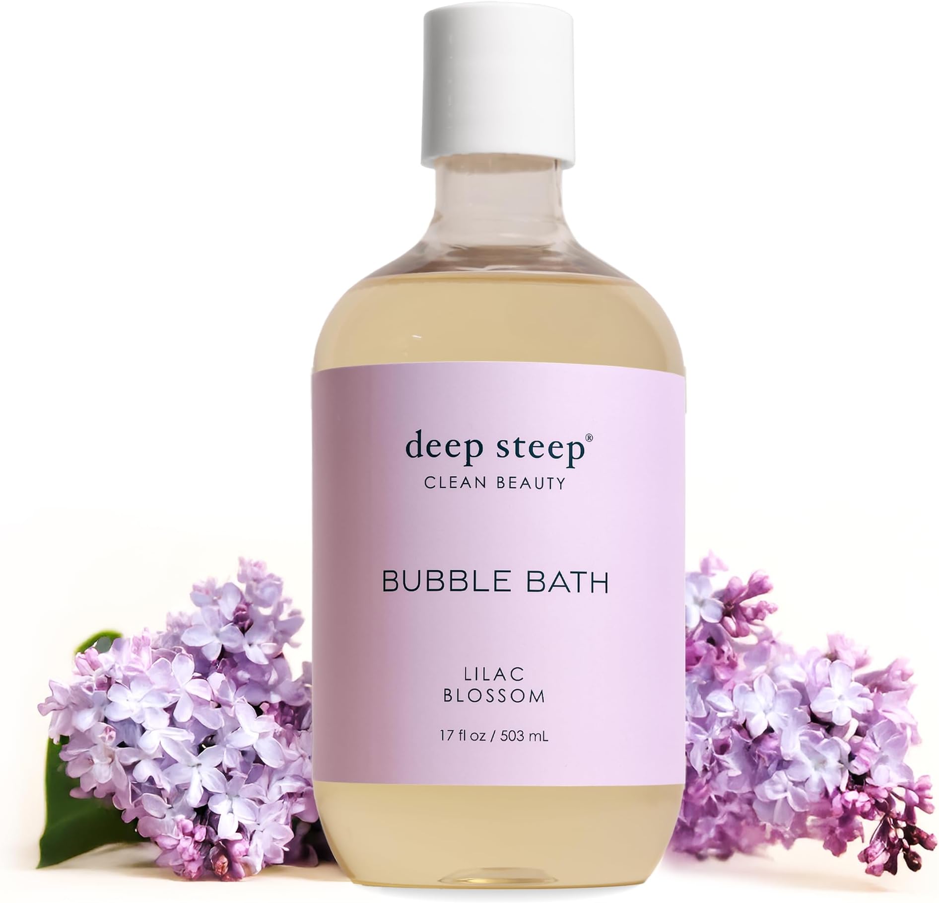 Deep Steep Lilac Blossom Bubble Bath for Women, Hypoallergenic, Clinically Tested, Clean Formula for Sensitive Skin, Sulfate-Free, 17 fl oz Bottle, Essential Bath Accessories