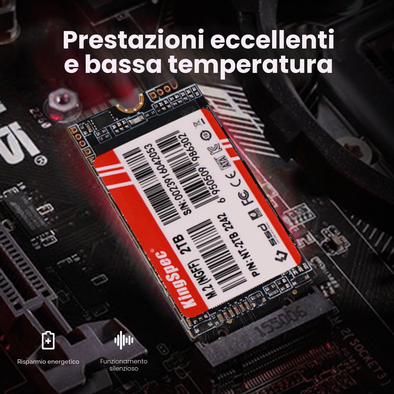 KingSpec SSD M.2 2242 SATA III da 512 GB, non per slot NVMe | SATA3 6Gb/s, chiave B+M, fino a 550MB/s, unità a stato solido interne per aggiornamenti di computer portatili/desktop