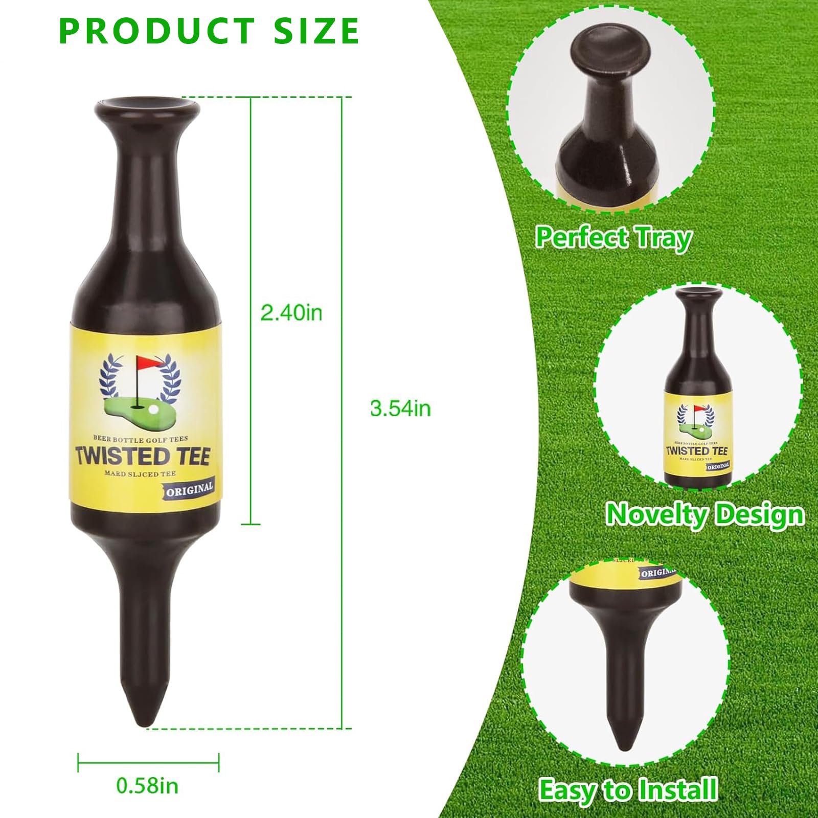 Quixotical 6 Pack Beer Bottle Golf Tees, Funny Golf Tees Beer Bottle, Durable and Recyclable Plastic Golf Tee, for Men Father - Image 2