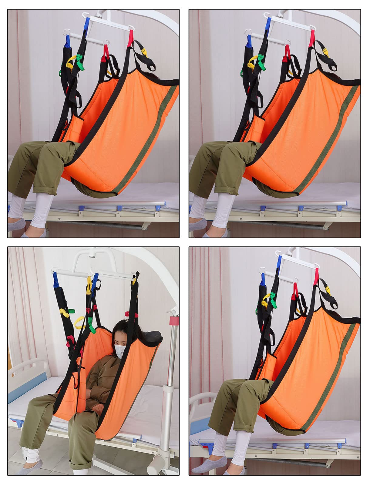 Arnes Grua Traslado Enfermos Personas Mayores, Eslinga de Elevación de Pacientes para Transferencia Asistida, Ajustable Levantamiento de Pacientes Cabestrillos, Carga: 150kg