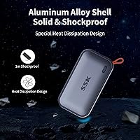 Vista 6 de SSK SSD externo de 250 GB, unidades de estado sólido externas SSD USB C de hasta 1050 MB/s, SSD portátil USB 3.2 Gen2 para iPhone 15/Pro, Windows