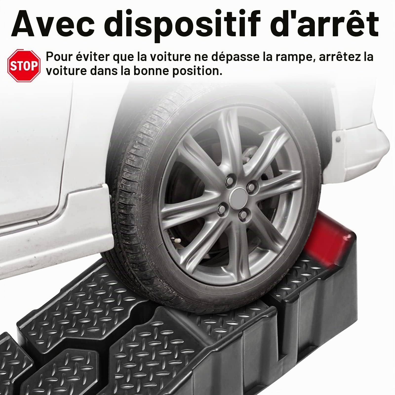 Froadp Lot de 2 rampes de chargement antidérapantes en plastique pour Caravane VTT Garage Atelier Réparation et Entretien de Voiture Capacité de charge maximale de 2500 kg par paire (90x31x22,5cm)