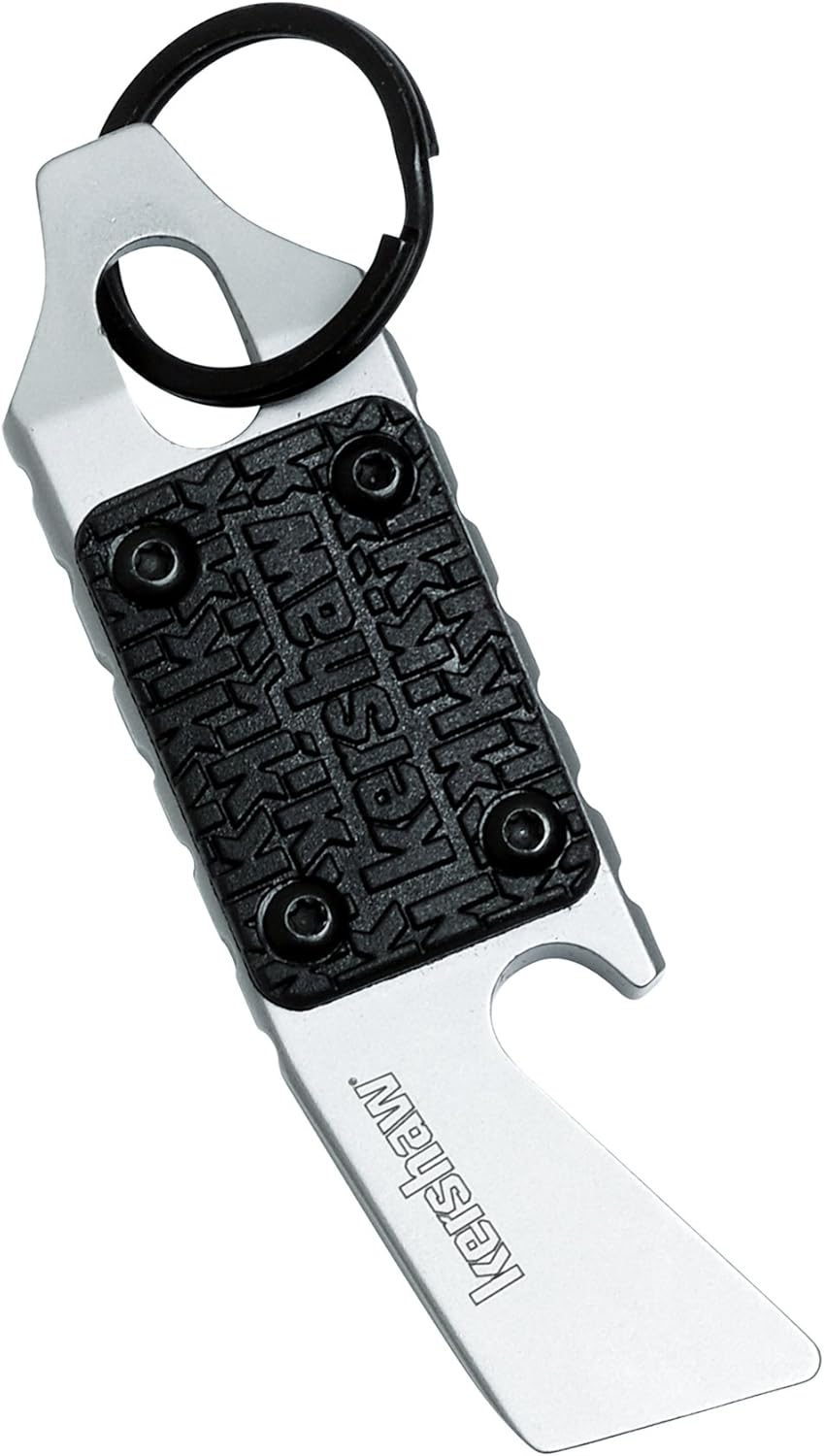 Kershaw PT-1 Multi-Function Keychain Tool, Stainless Steel, Utility Keychain with Bottle Opener, Flathead Screwdriver, Mini Pry Bar, and Lanyard Attachment, for Key Ring, Pocket or Purse Carry