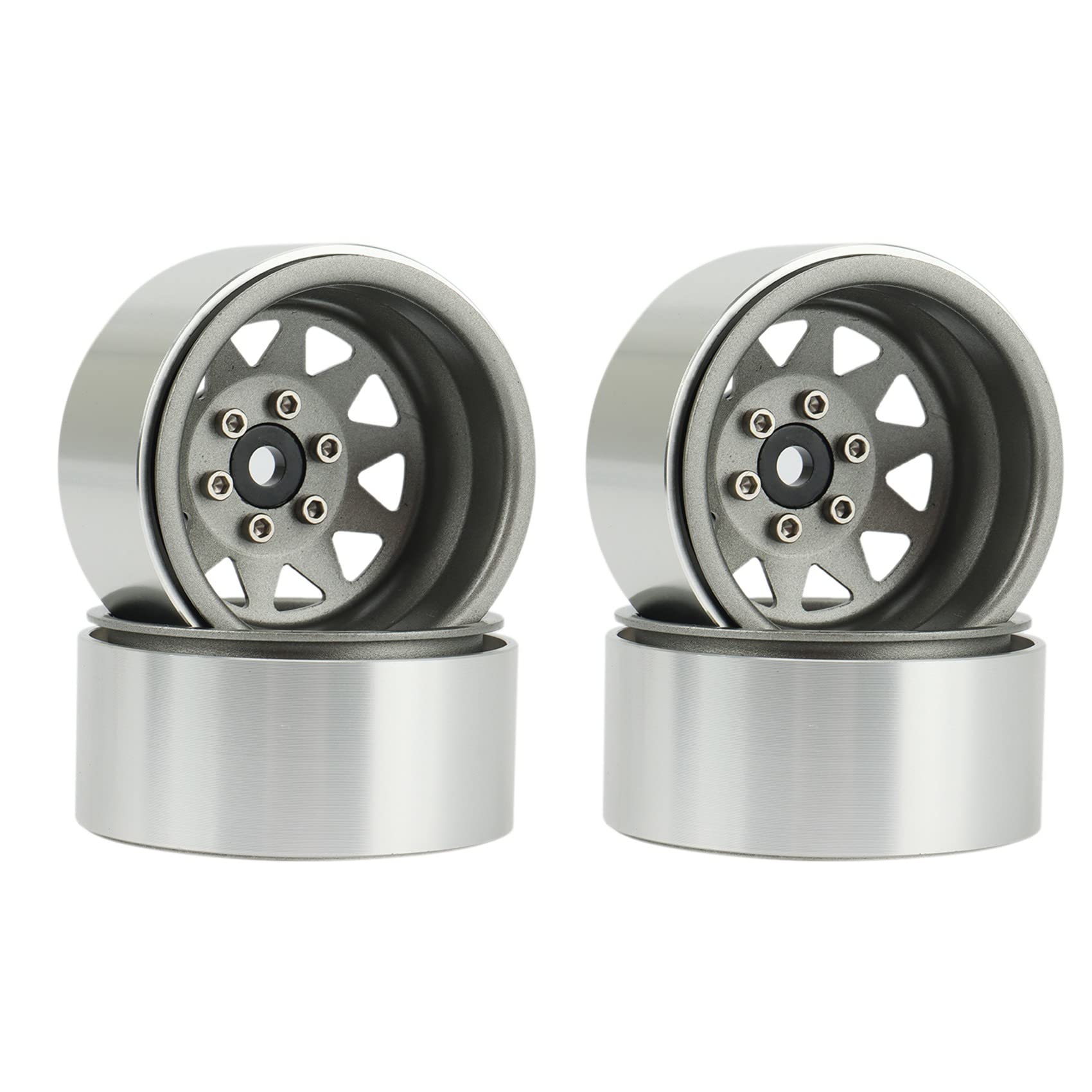 NIZEAMI Lot De 4 Jantes 1.9 En Métal Pour Crawler RC 1/10 – Compatible Axial SCX10, TRX4, D90 – Verrouillage, Blanc