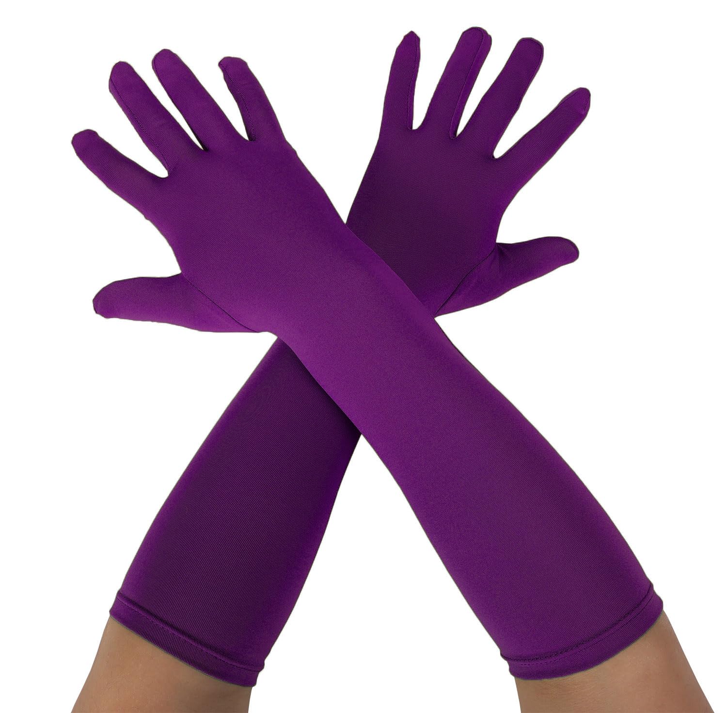 Gaoin Unisex Long Elbow Spandex Costume Party Gloves, Purple, One Size
