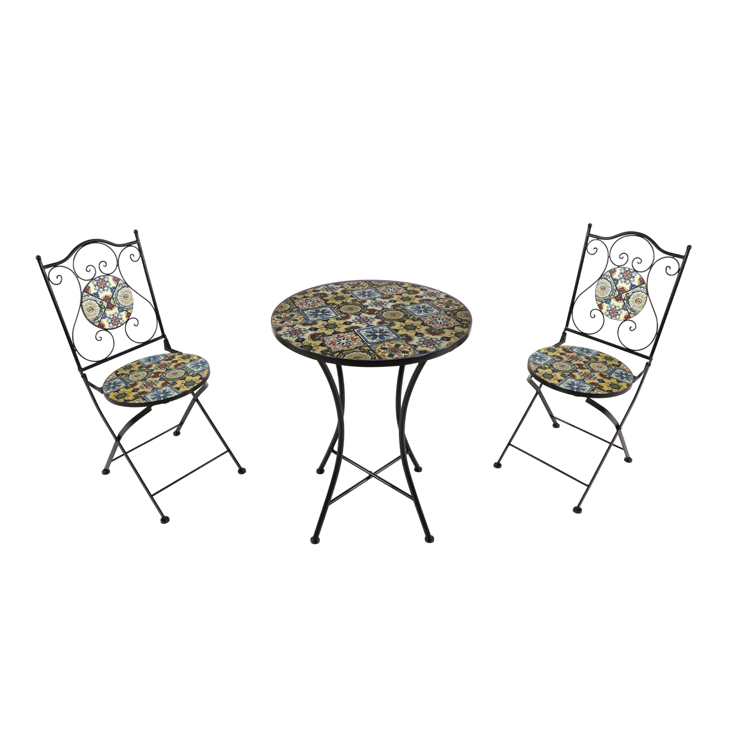 AXI Amélie Bistro Set, 2 Chairs 1 Table, Garden Bistro Set Mosaic Yellow Breeze - Bistro Table and Chair, Outdoor Bistro Setting for Garden/Balcony/Terrace