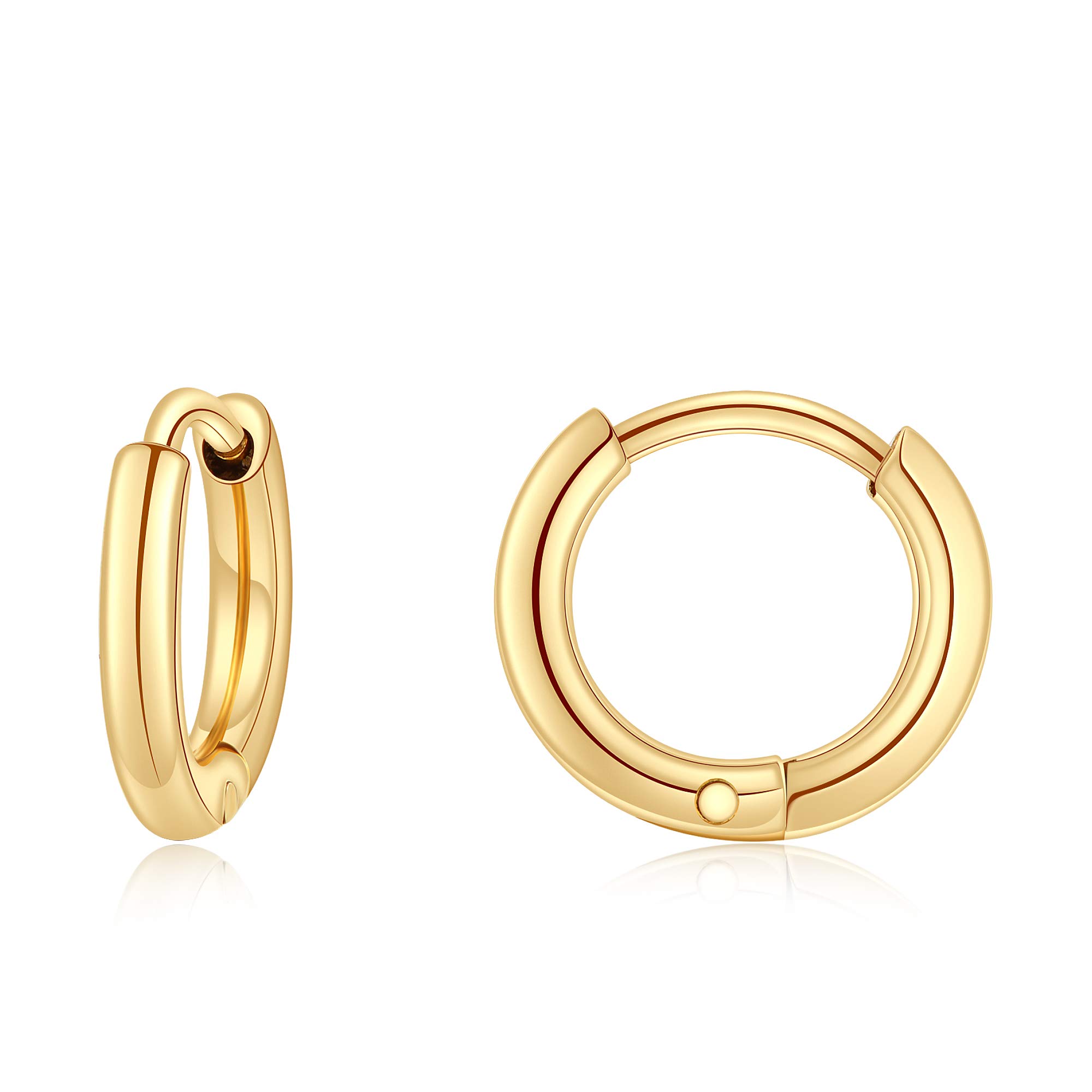 Small Hoop Earrings 14K Gold Plated Cubic Zirconia Spike Bead Ball Huggie Earrings Jewelry for Women