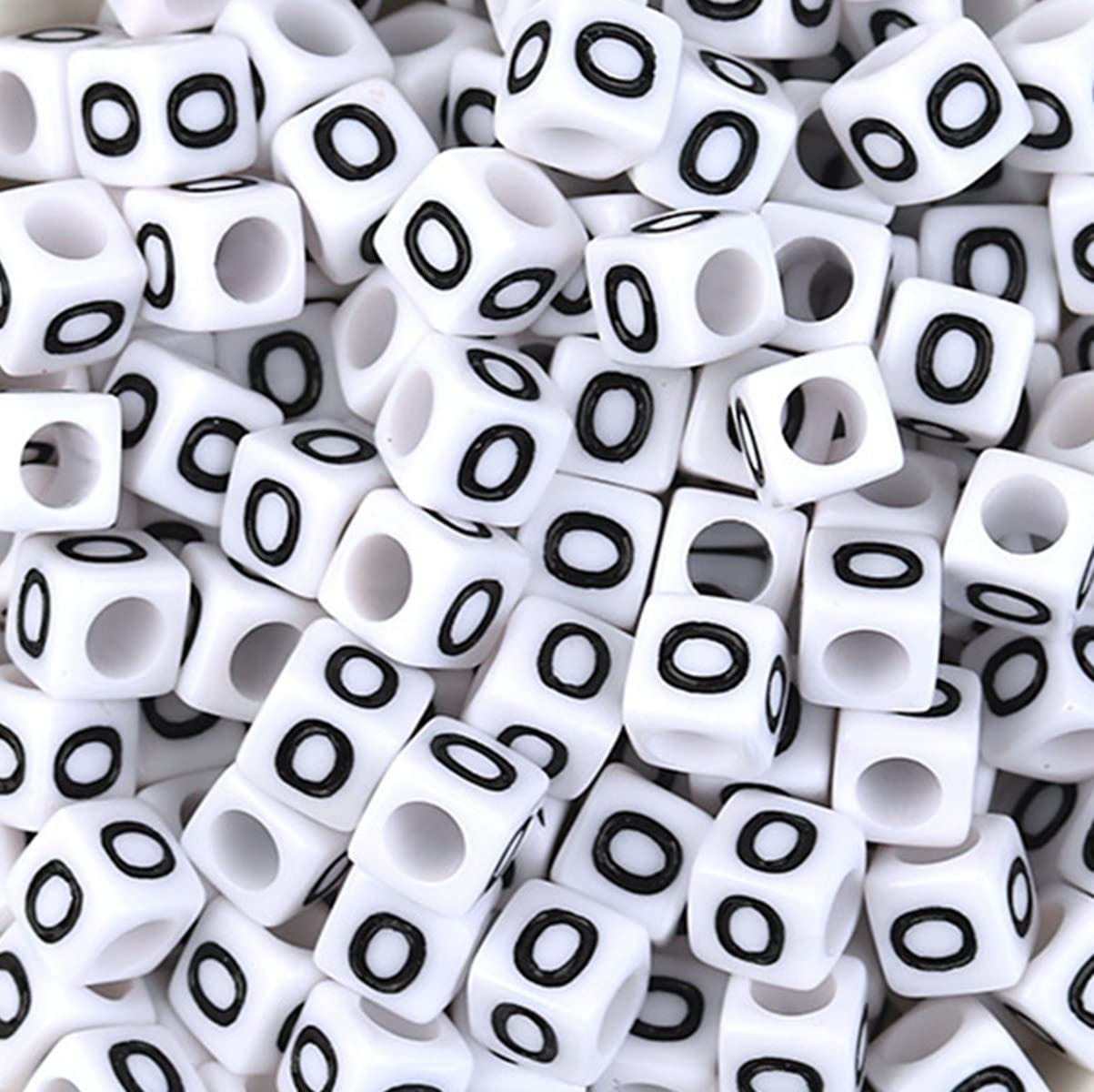 200 Stück Würfel-Buchstabenperlen Silber – 6 Mm, Großes Loch, Für Schmuck & Basteln