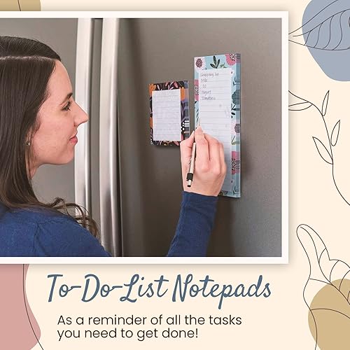 Miniatura 3 de Prims & Flourish Magnetic Notepads for Refrigerator, 4-Pack Grocery List Magnet Pad for Fridge, To-Do List, Reminders, Scratch Pads, Cute Floral