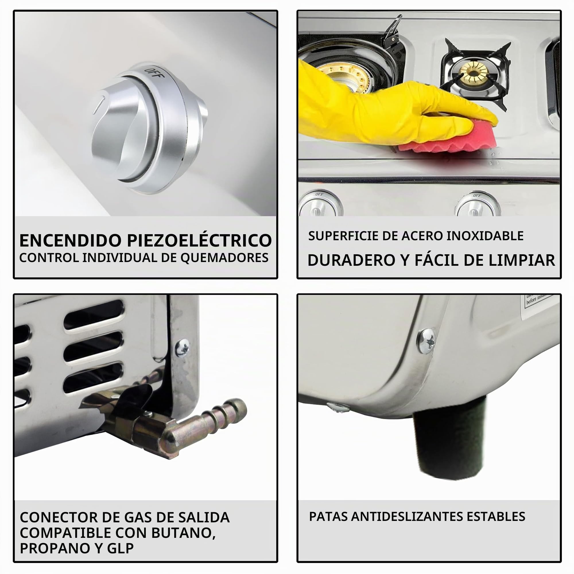 NJ NSD-3 Cocina portátil de GLP - Estufa de 3 quemadores para uso en interiores 8.0kW WOK