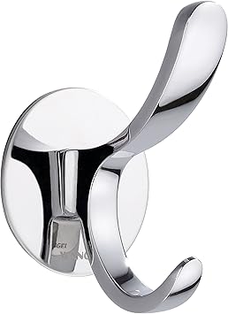 Wangel Adhesivo Fuerte Gancho Robe Sombrero Ropa Toalla Baño, Pegamento Patentado + Autoadhesivo, Acero Inoxidable, Acabado Pulido