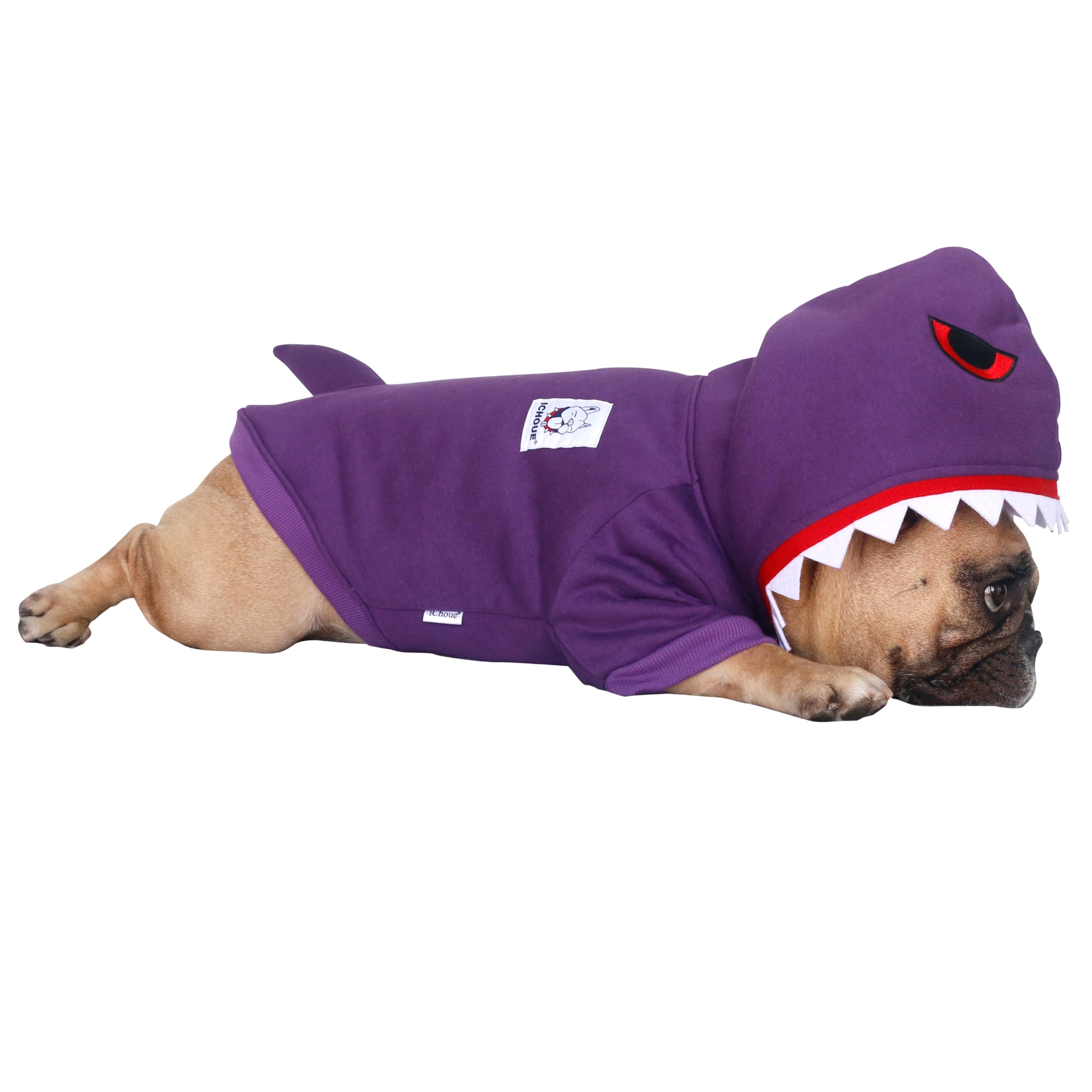 iChoue English Bulldog Shark Halloween Costumes Clothes Hoodies for Medium Dogs Cold Weather Winter Coats French Frenchie Pug Pitbull Boston Terrier - Image 2