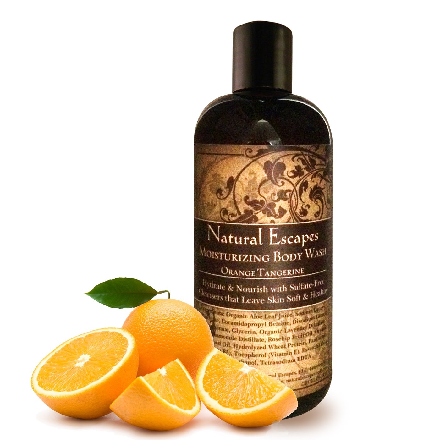 Natural Escapes Orange & Tangerine Moisturizing Body Wash! Sulfate-Free Body Wash Refreshes and Leaves Skin Amazingly Soft, Vibrant & Healthy! Great for Sensitive Skin! 12oz