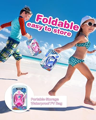 Miniatura 6 de Kids Snorkel Mask, Full Face Snorkel Mask for Kid 4-16, Foldable Snorkeling Gear for Kids Snorkeling Set for Swimming Pool Toys, Dry Top,