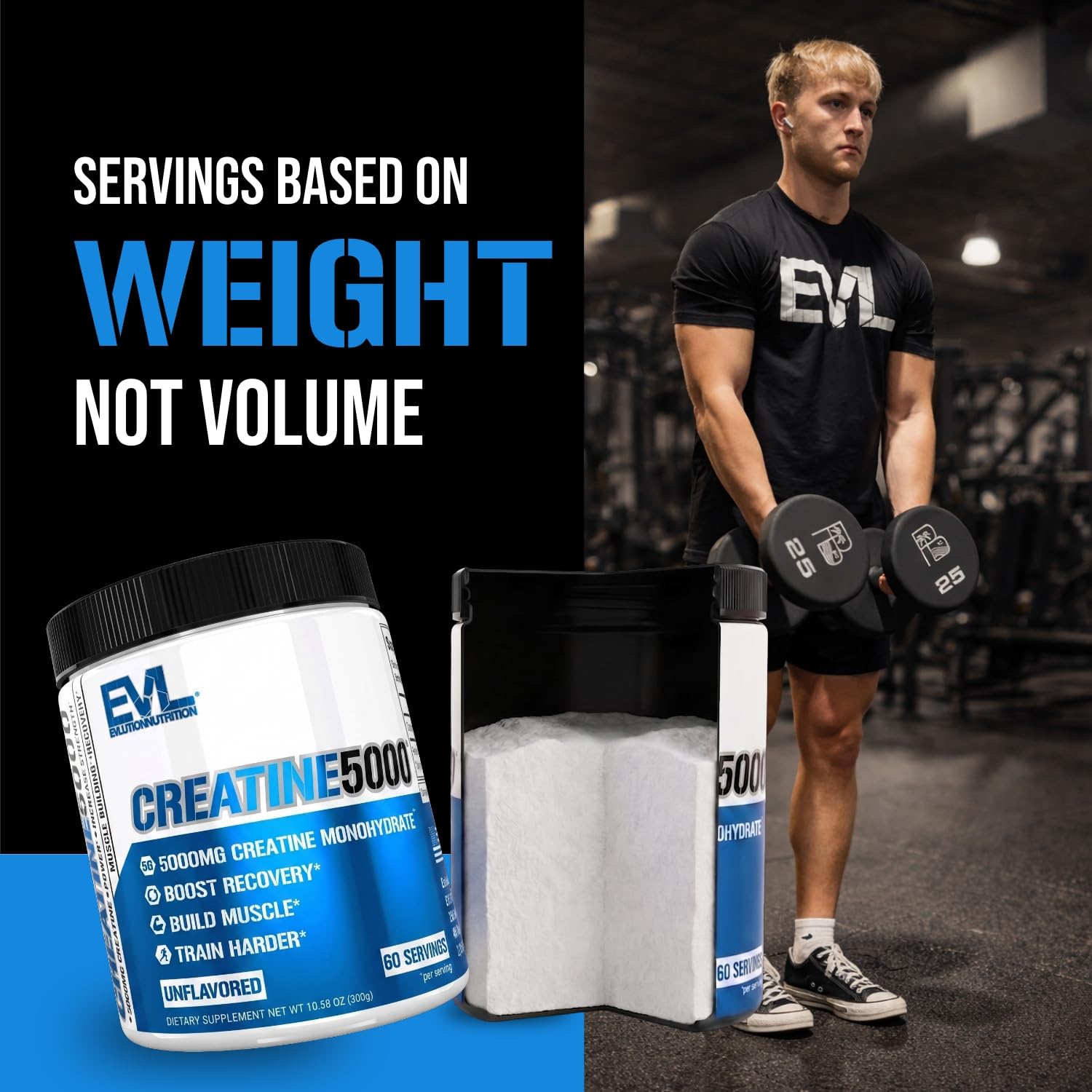 EVL Creatine 5000 - Pure Creatine Monohydrate - 60 Servings - Unflavored — Amazon image 6